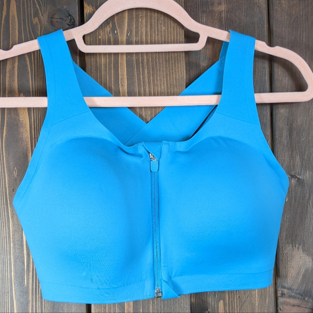 Lululemon Enlite Front Zip High Support Built In Cups Bra 34DD Blue